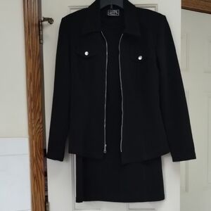 Chic Black Jacket and Dress Set